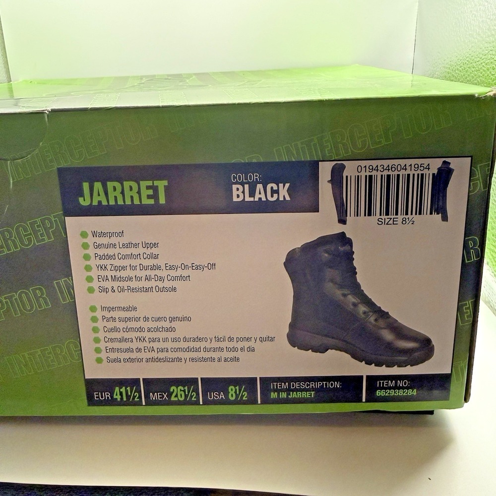 Interceptor Men's Jarret 9.5" Leather Waterproof Soft Toe Tactical Boots Sz 9.5 - Picture 2 of 4